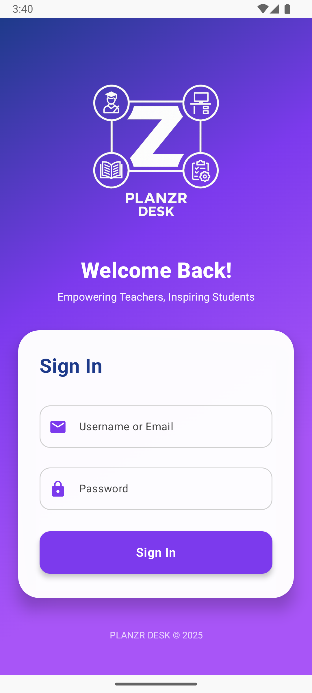 PLANZR Desk Android app screenshot